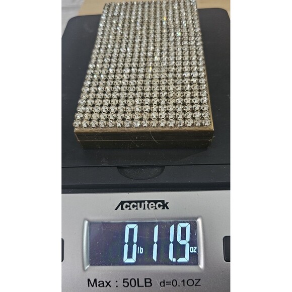 Vintage Elegant Rhinestone Powder Compact Lipstick Makeup Cig/Money Mirror Case - Picture 13 of 16